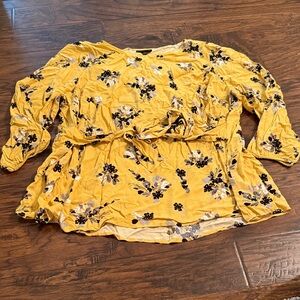 Lane Bryant Yellow Floral Blouse